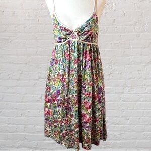 H&M Babydoll Style Stretchy Summer Dress With Skinny Straps. Multicolored Small